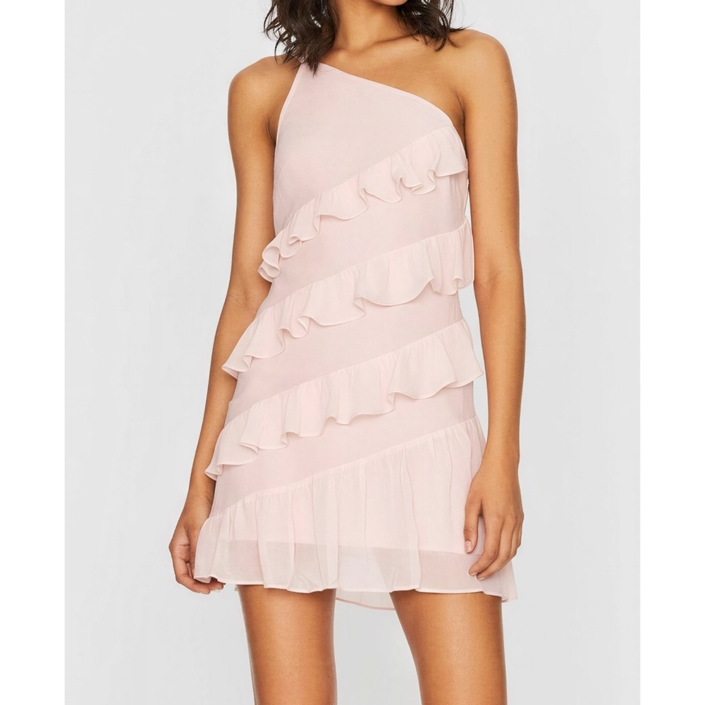 LOVERS + FRIENDS Dawn One Shoulder Mini Dress, Blush Pink, XS